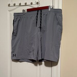 Under Armour Men's Light Grey Heat Gear Shorts with Black Accents